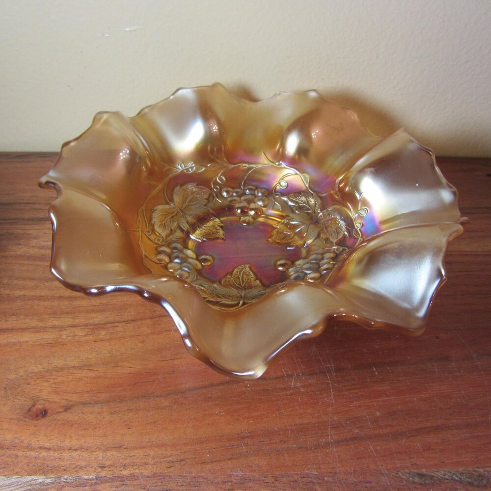Dugan carnival glass bowl marigold lusterware vintage (W4856)